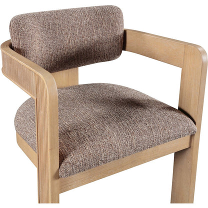 Sacha Brown Linen Textured Fabric Dining Chair, Set of 2