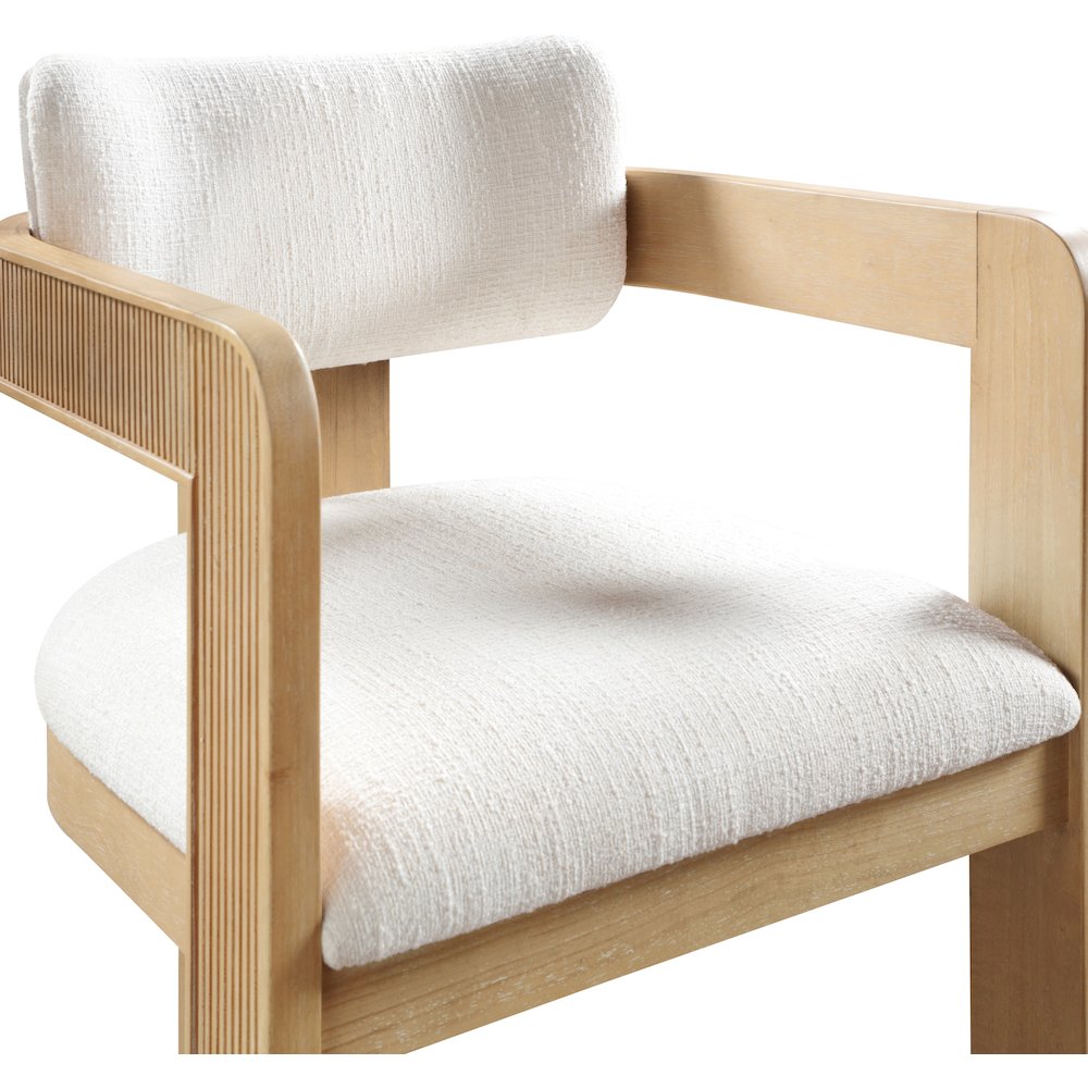 Sacha Cream Linen Textured Fabric Dining Chair, Set of 2