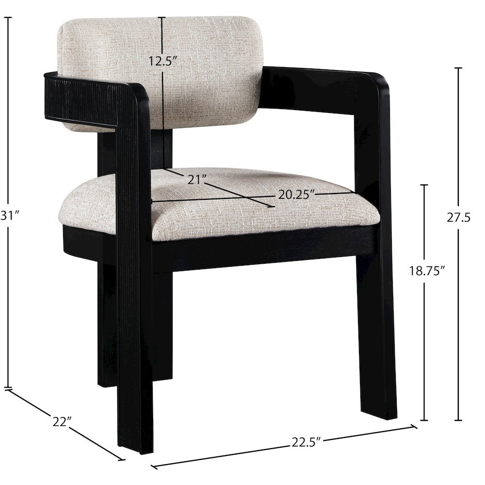 Sacha Beige Linen Textured Fabric Dining Chair, Set of 2