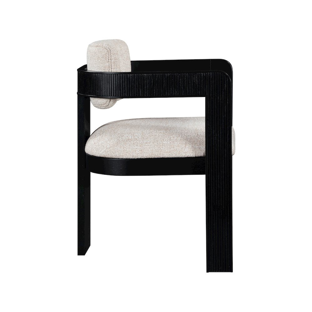 Sacha Beige Linen Textured Fabric Dining Chair, Set of 2