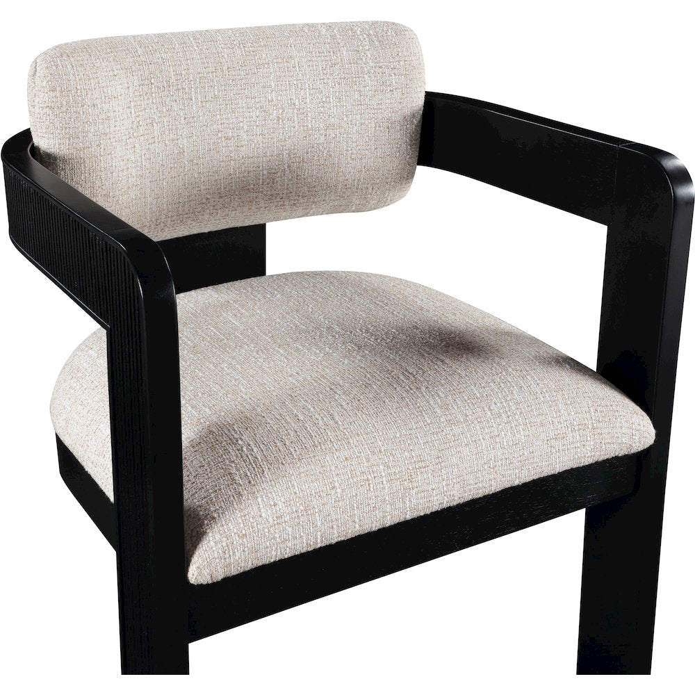 Sacha Beige Linen Textured Fabric Dining Chair, Set of 2