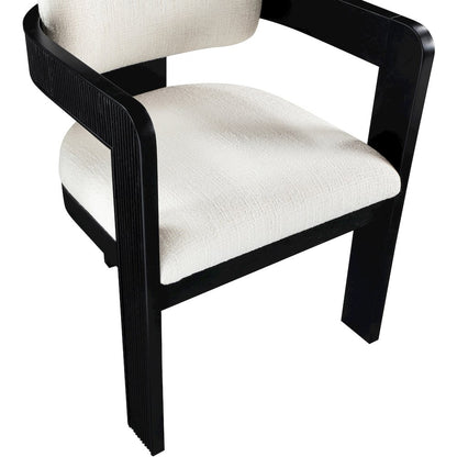 Sacha Cream Linen Textured Fabric Dining Chair, Set of 2