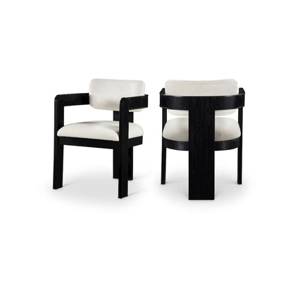Sacha Cream Linen Textured Fabric Dining Chair, Set of 2