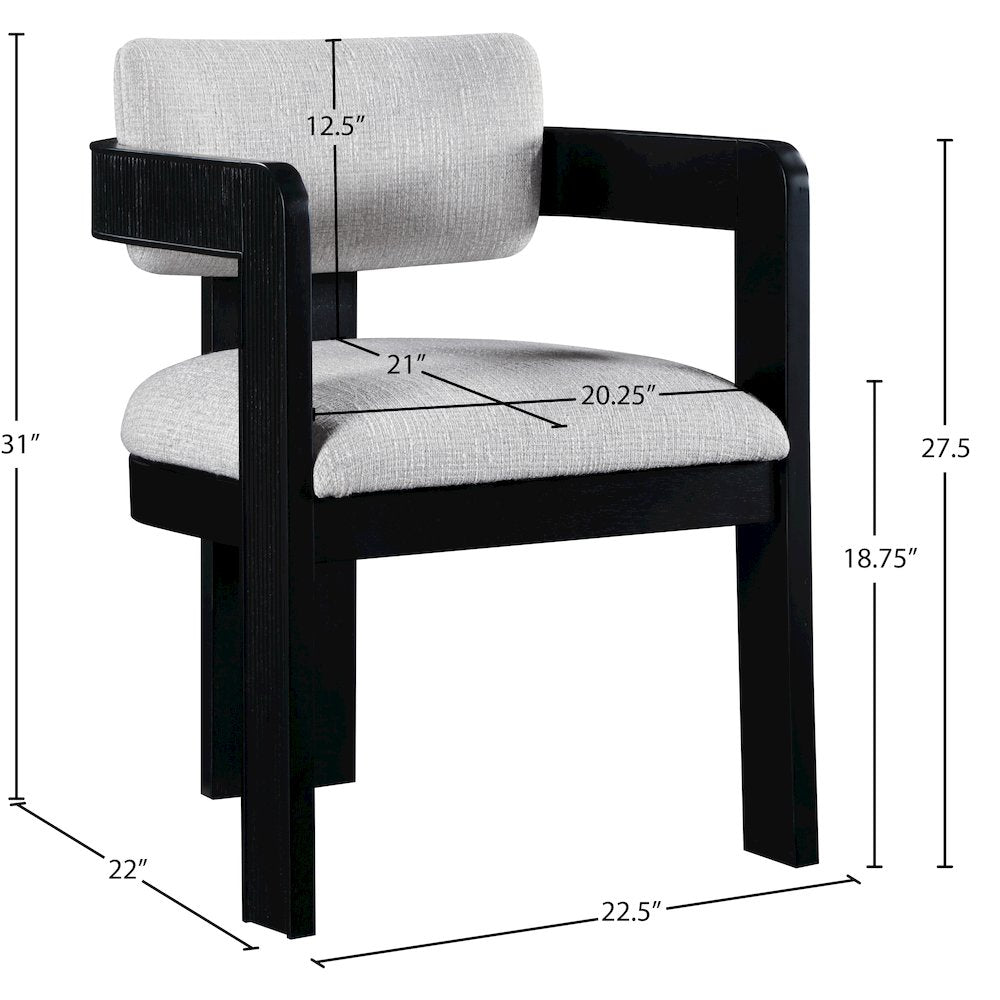 Sacha Grey Linen Textured Fabric Dining Chair, Set of 2