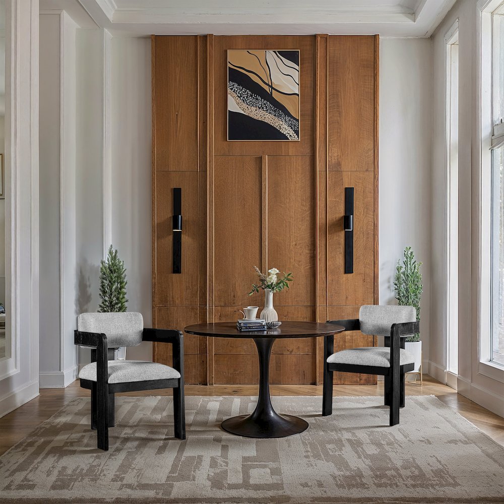 Sacha Grey Linen Textured Fabric Dining Chair, Set of 2