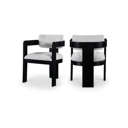 Sacha Grey Linen Textured Fabric Dining Chair, Set of 2