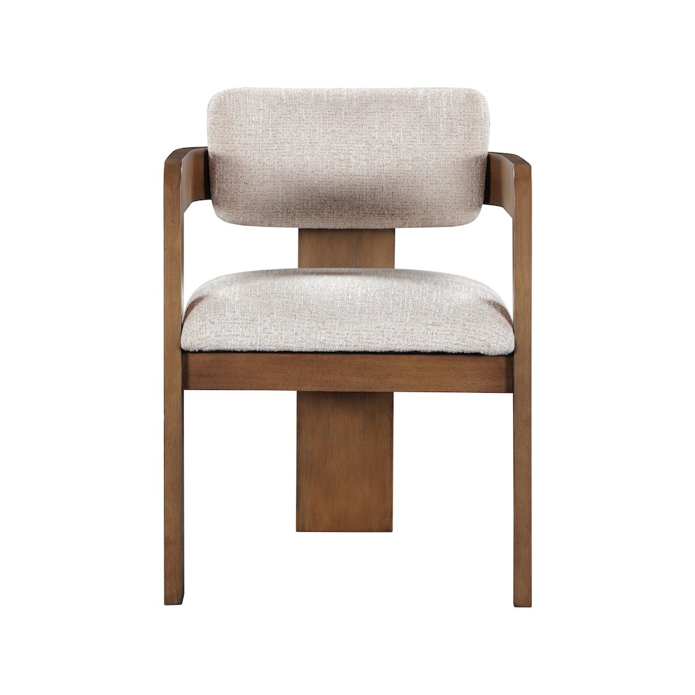Sacha Beige Linen Textured Fabric Dining Chair, Set of 2