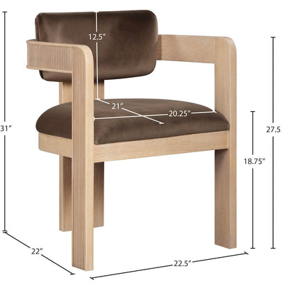 Sacha Brown Velvet Dining Chair, Set of 2