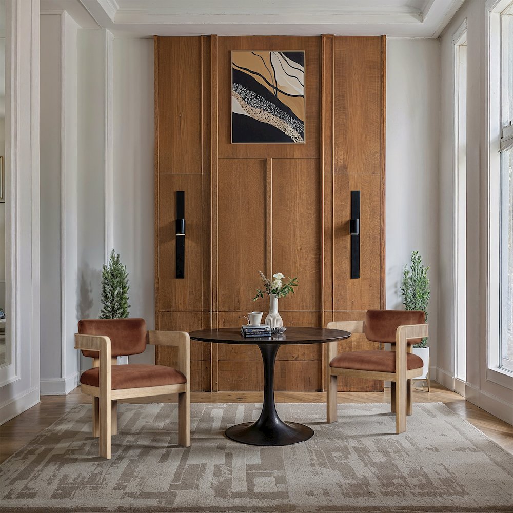 Sacha Cognac Velvet Dining Chair, Set of 2