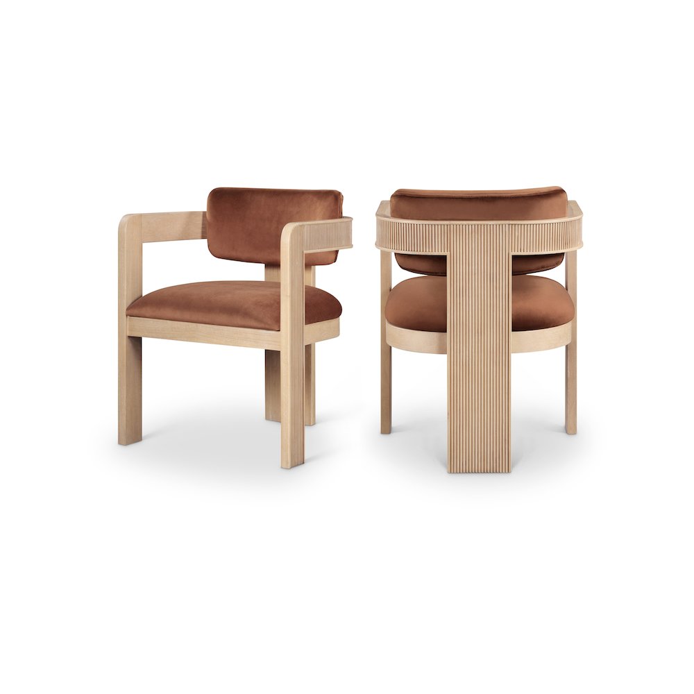Sacha Cognac Velvet Dining Chair, Set of 2