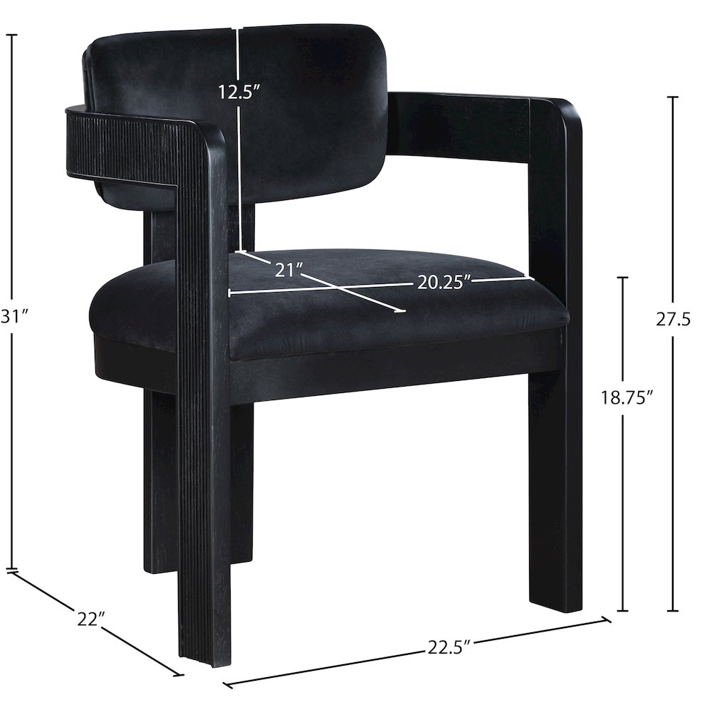 Sacha Black Velvet Dining Chair, Set of 2