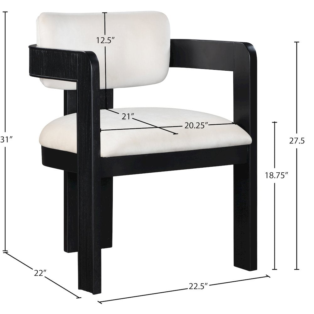 Sacha Cream Velvet Dining Chair, Set of 2
