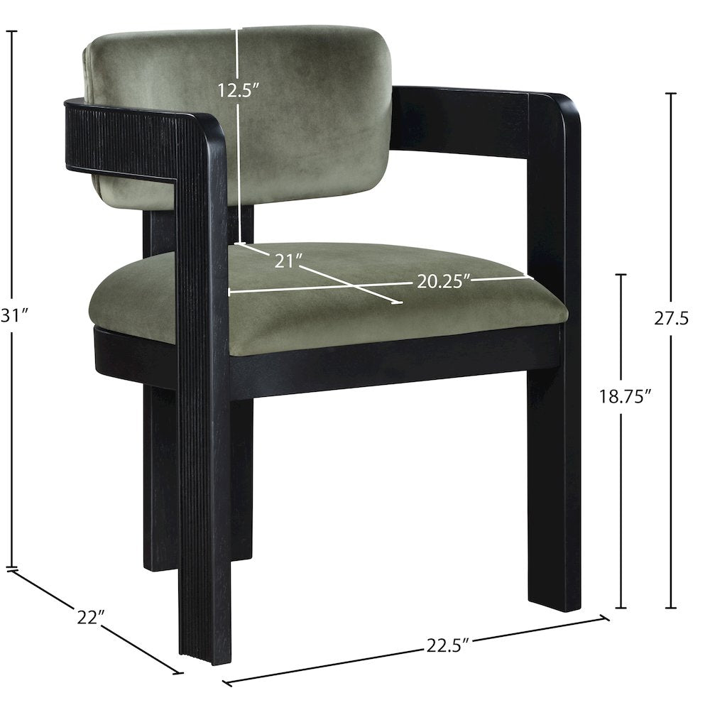 Sacha Green Velvet Dining Chair, Set of 2