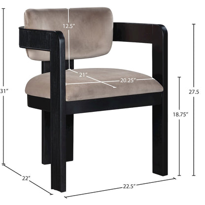 Sacha Taupe Velvet Dining Chair, Set of 2