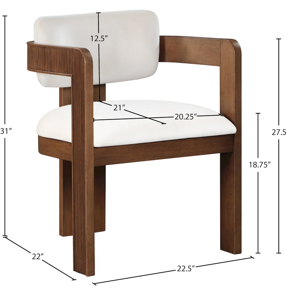 Sacha Cream Velvet Dining Chair, Set of 2