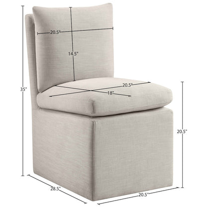 Nelori Beige Linen Textured Performance Fabric Dining Chair, Set of 2