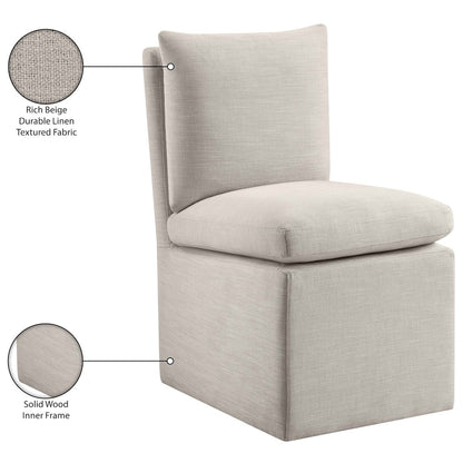 Nelori Beige Linen Textured Performance Fabric Dining Chair, Set of 2
