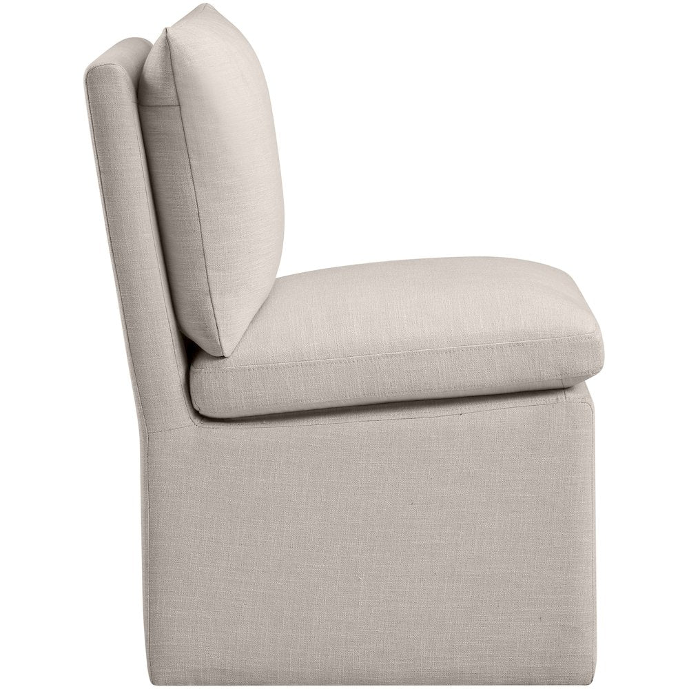 Nelori Beige Linen Textured Performance Fabric Dining Chair, Set of 2