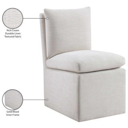 Nelori Cream Linen Textured Performance Fabric Dining Chair, Set of 2