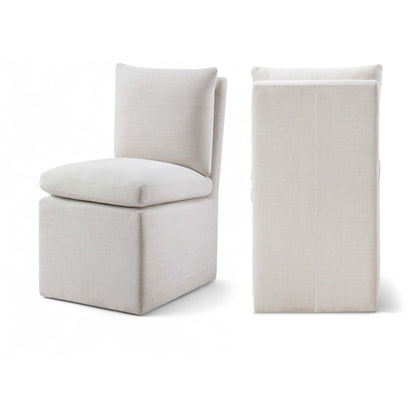 Nelori Cream Linen Textured Performance Fabric Dining Chair, Set of 2