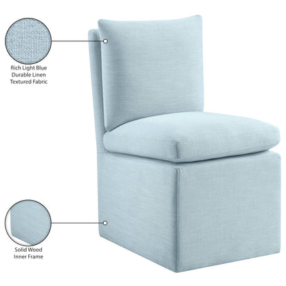 Nelori Light Blue Linen Textured Performance Fabric Dining Chair, Set of 2