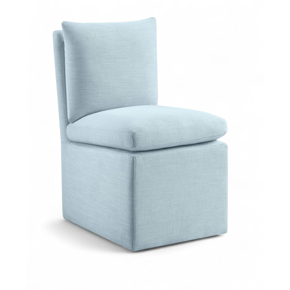 Nelori Light Blue Linen Textured Performance Fabric Dining Chair, Set of 2