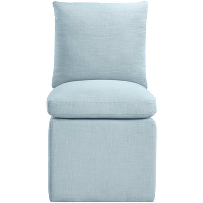 Nelori Light Blue Linen Textured Performance Fabric Dining Chair, Set of 2