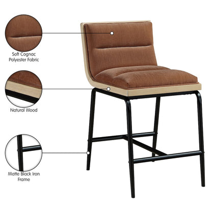 Viceroy Cognac Fabric Upholstered Counter Stool, Set of 2