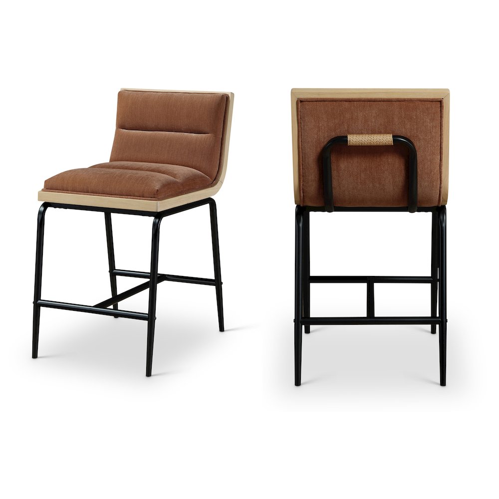 Viceroy Cognac Fabric Upholstered Counter Stool, Set of 2