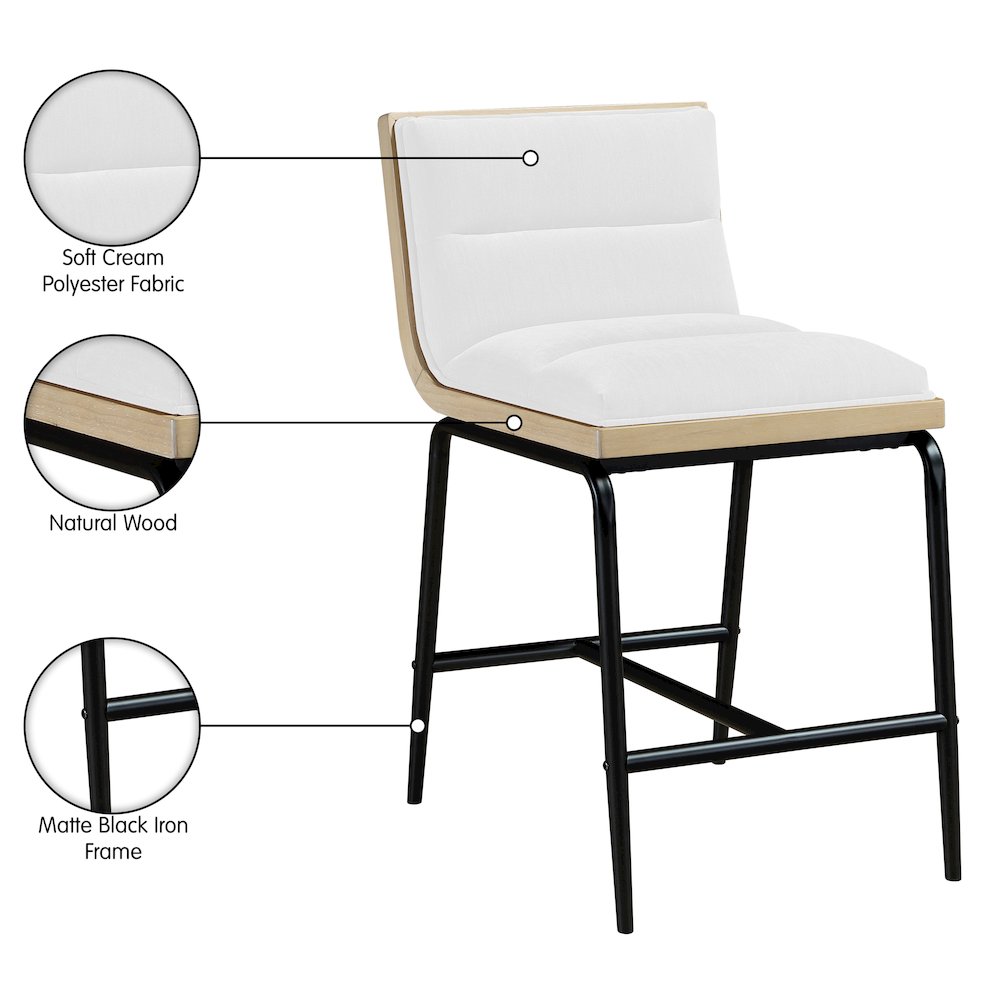 Viceroy Cream Fabric Upholstered Counter Stool, Set of 2