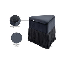 Trivoli Black Velvet Ottoman/Stool