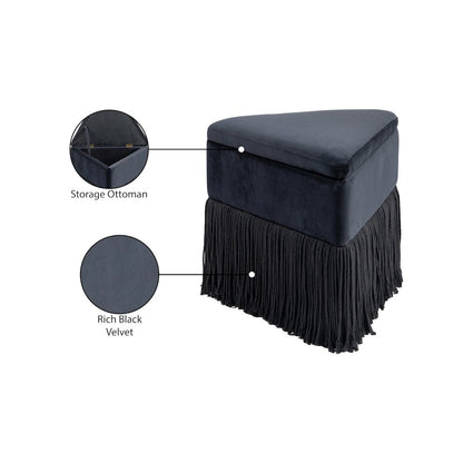 Trivoli Black Velvet Ottoman/Stool