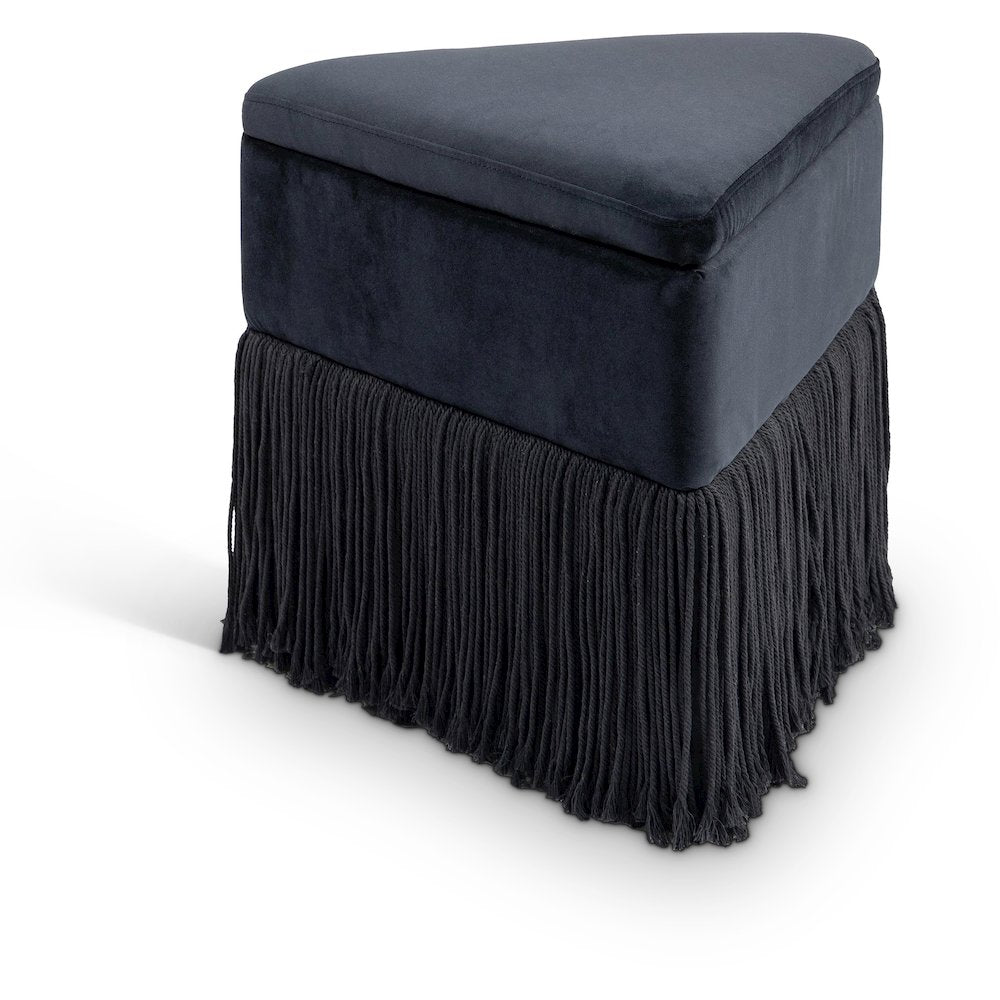 Trivoli Black Velvet Ottoman/Stool