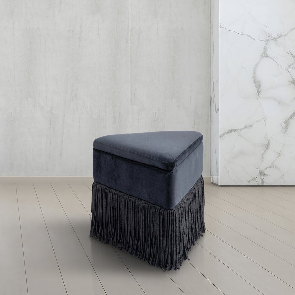 Trivoli Black Velvet Ottoman/Stool