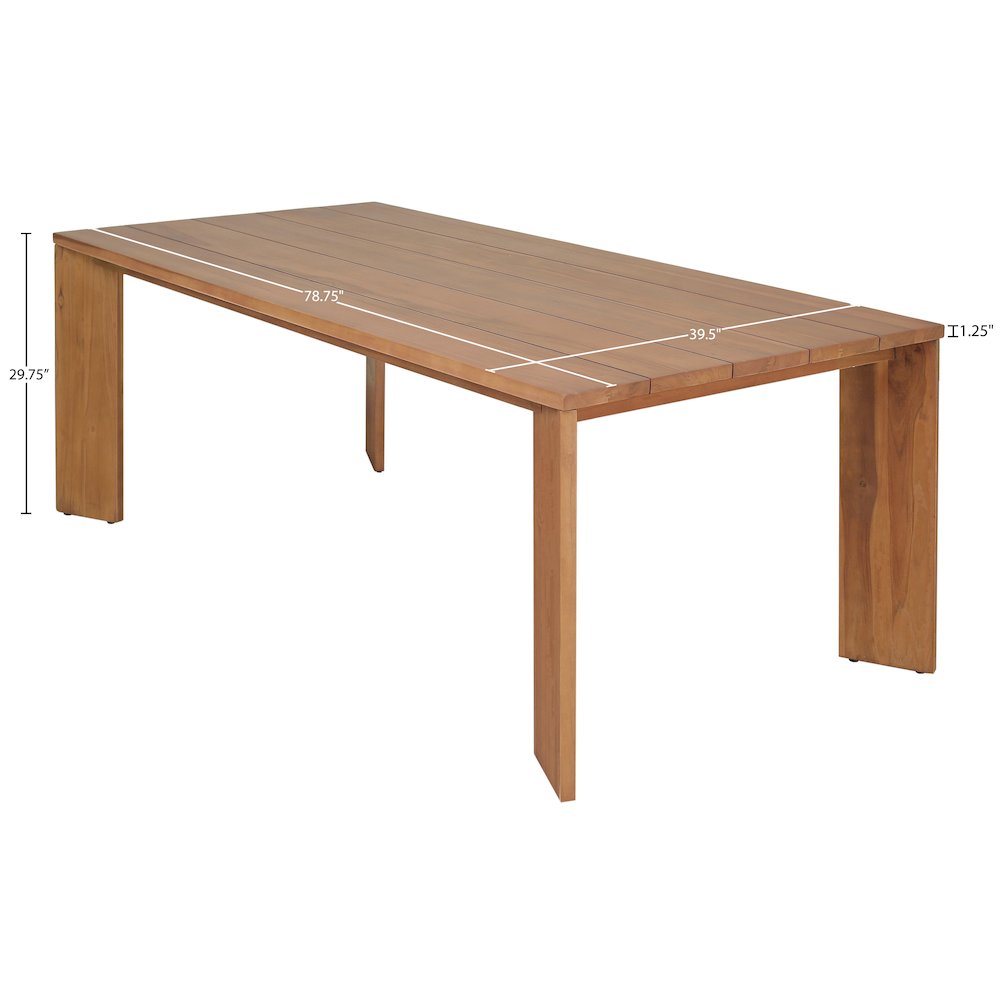 Mirella 78.75" Natural Teak Wood Outdoor Patio Dining Table