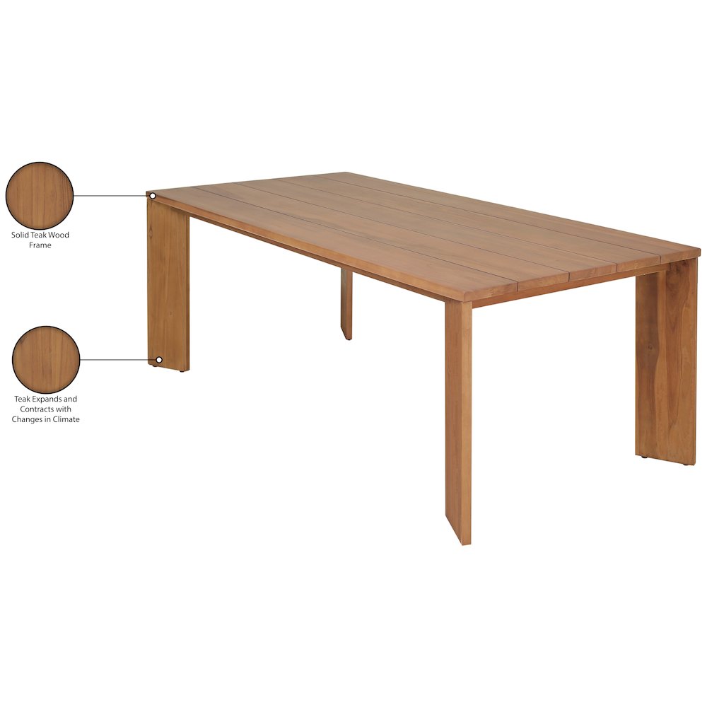 Mirella 78.75" Natural Teak Wood Outdoor Patio Dining Table
