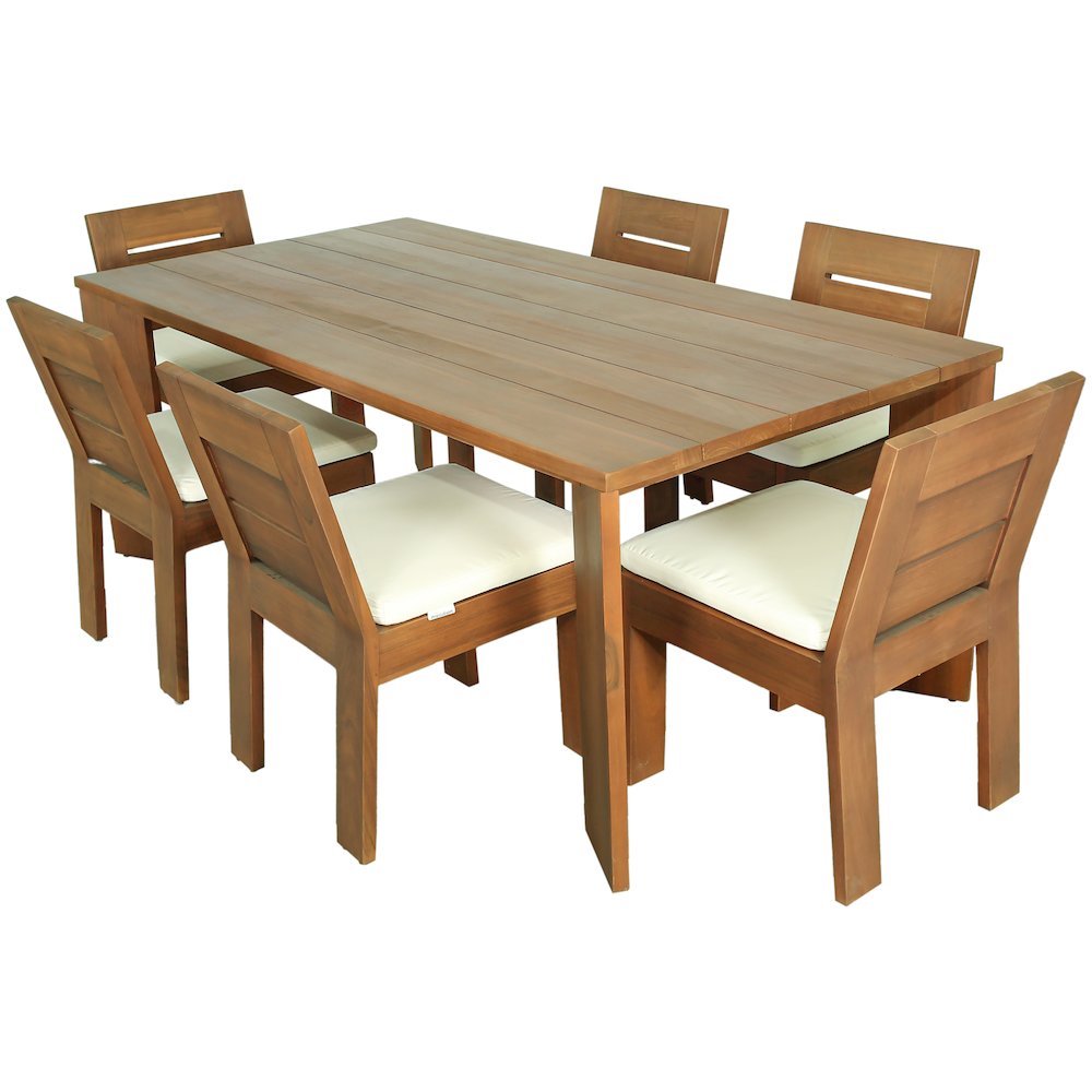Mirella 78.75" Natural Teak Wood Outdoor Patio Dining Table