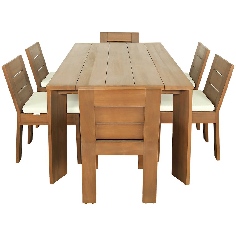 Mirella 78.75" Natural Teak Wood Outdoor Patio Dining Table