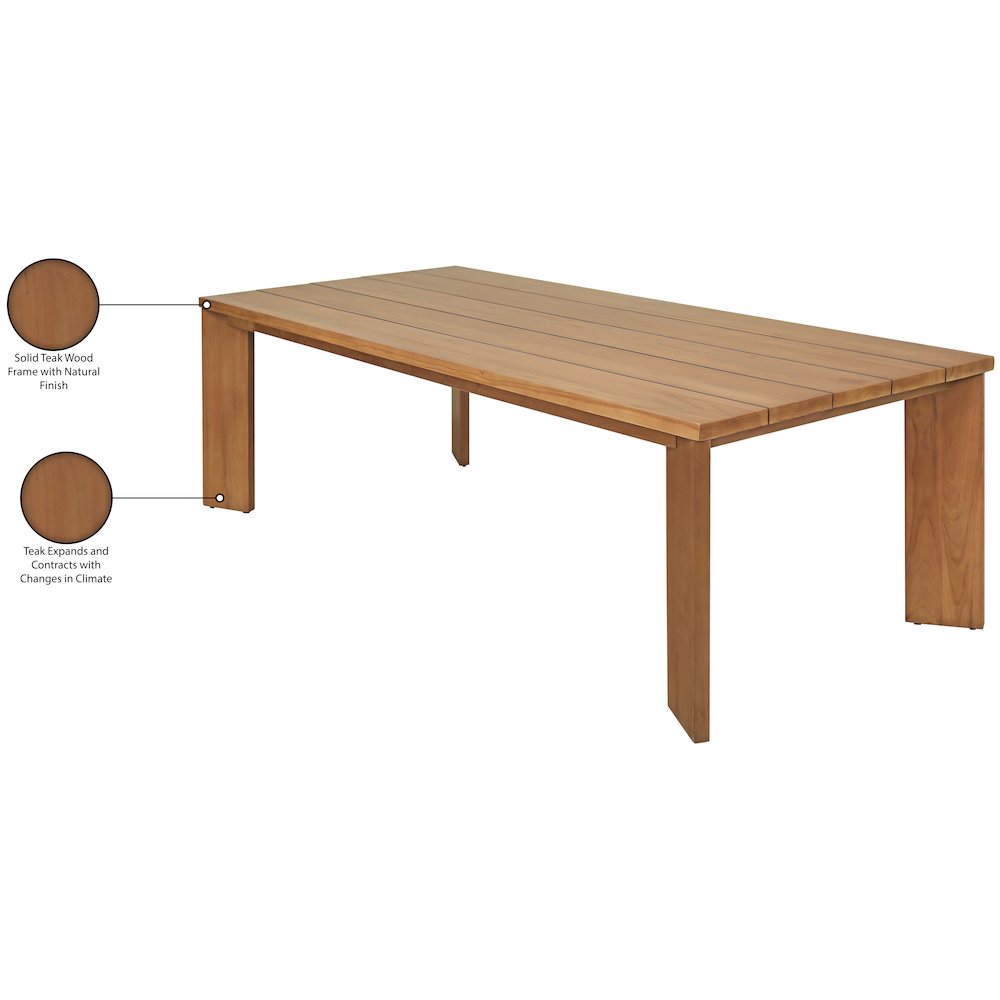 Mirella 96" Natural Teak Wood Outdoor Patio Dining Table
