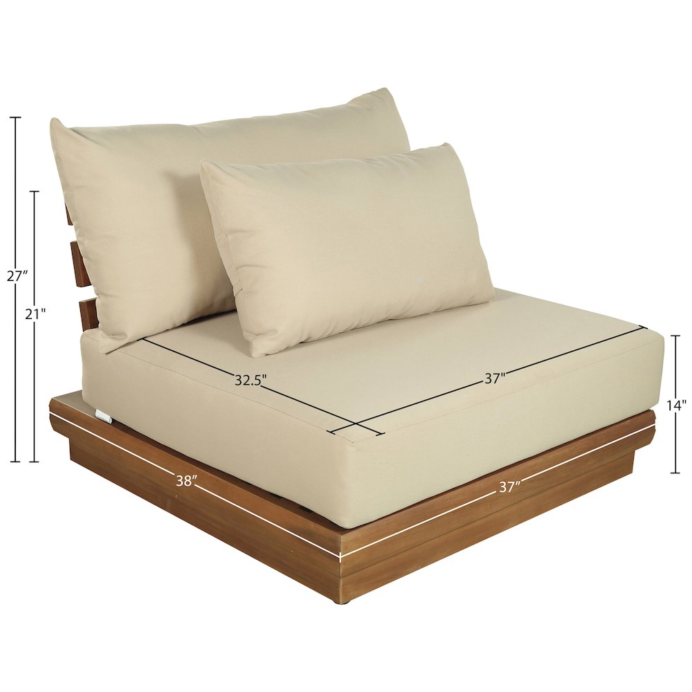 Mirella Tan Water Resistant Fabric Patio Armless Chair