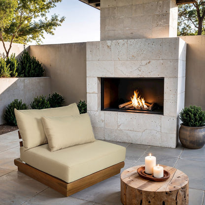 Mirella Tan Water Resistant Fabric Patio Armless Chair