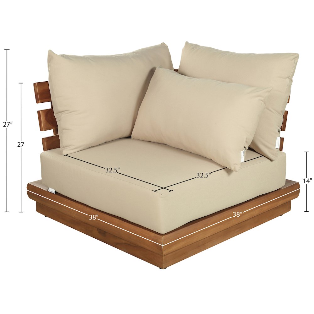 Mirella Tan Water Resistant Fabric Patio Corner Chair