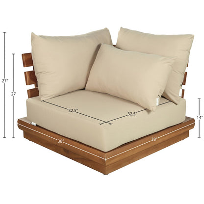 Mirella Tan Water Resistant Fabric Patio Corner Chair