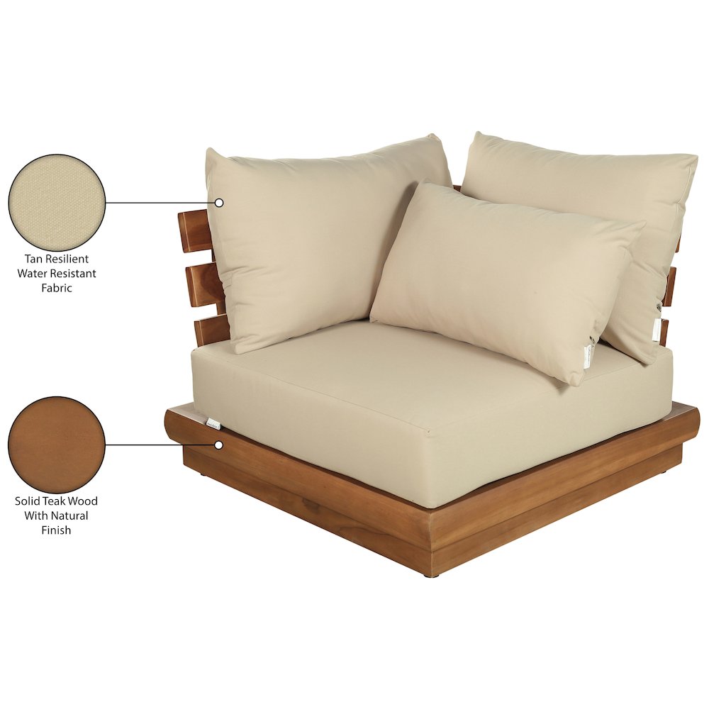 Mirella Tan Water Resistant Fabric Patio Corner Chair