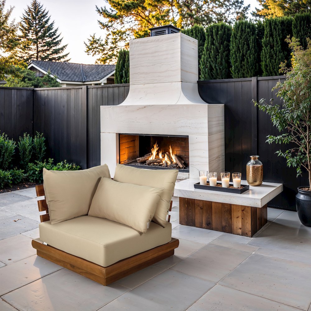 Mirella Tan Water Resistant Fabric Patio Corner Chair