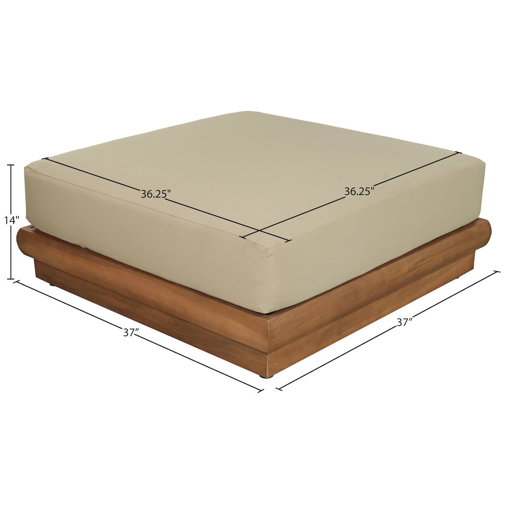 Mirella Tan Water Resistant Fabric Patio Ottoman