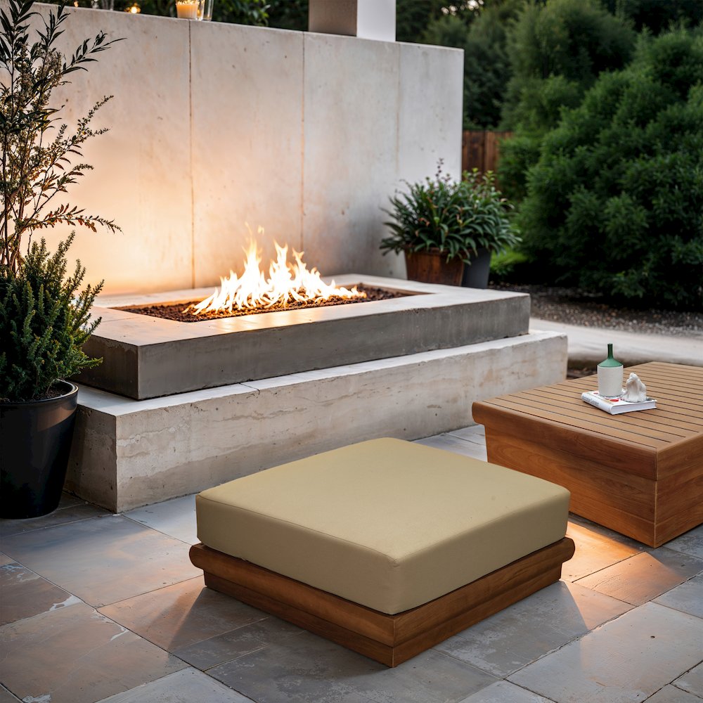 Mirella Tan Water Resistant Fabric Patio Ottoman