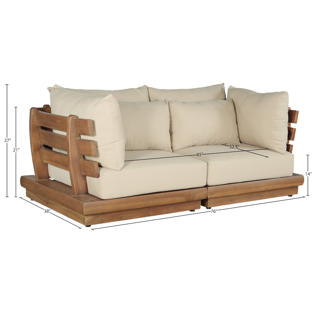 Mirella 76" Tan Water Resistant Fabric 2pc Patio Loveseat