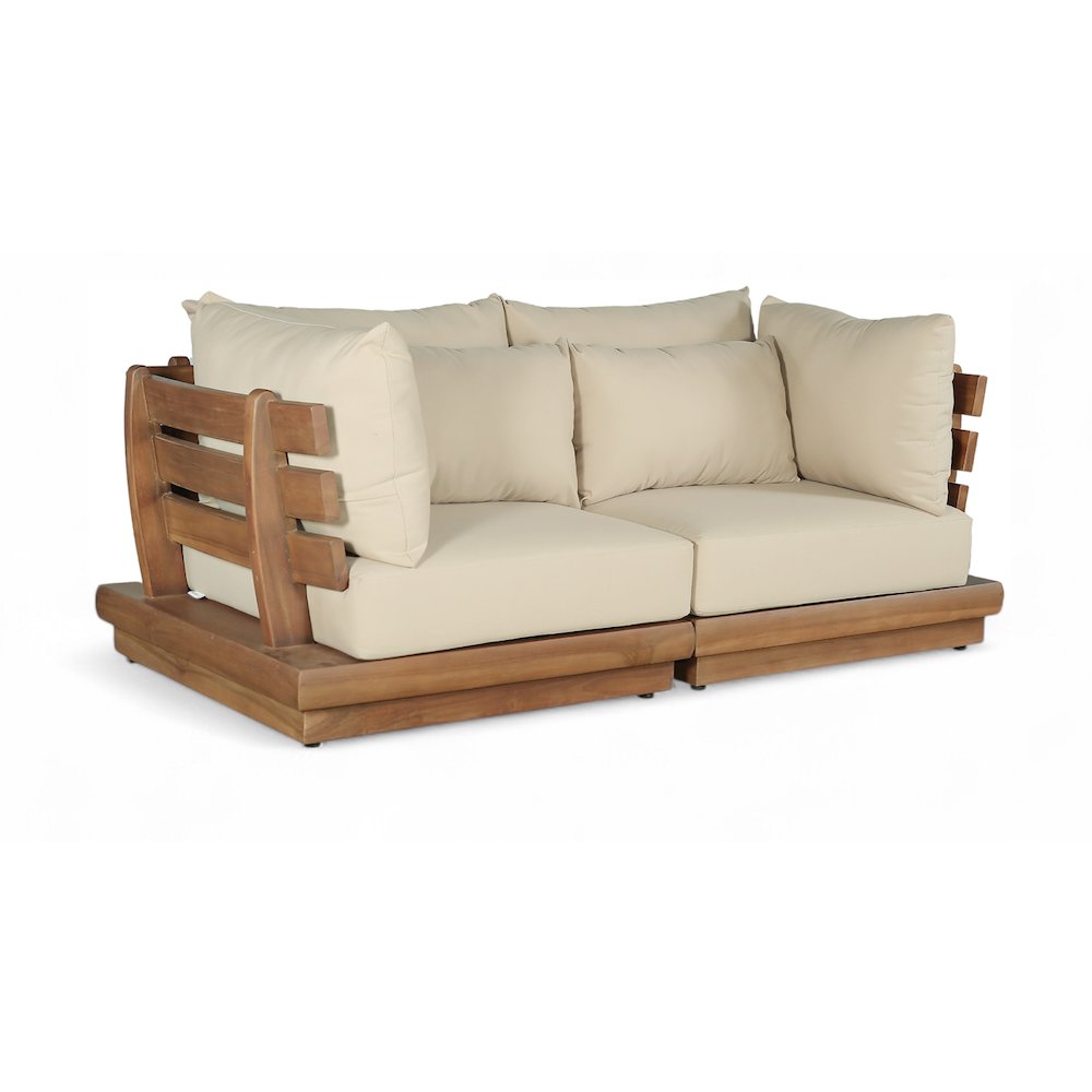 Mirella 76" Tan Water Resistant Fabric 2pc Patio Loveseat