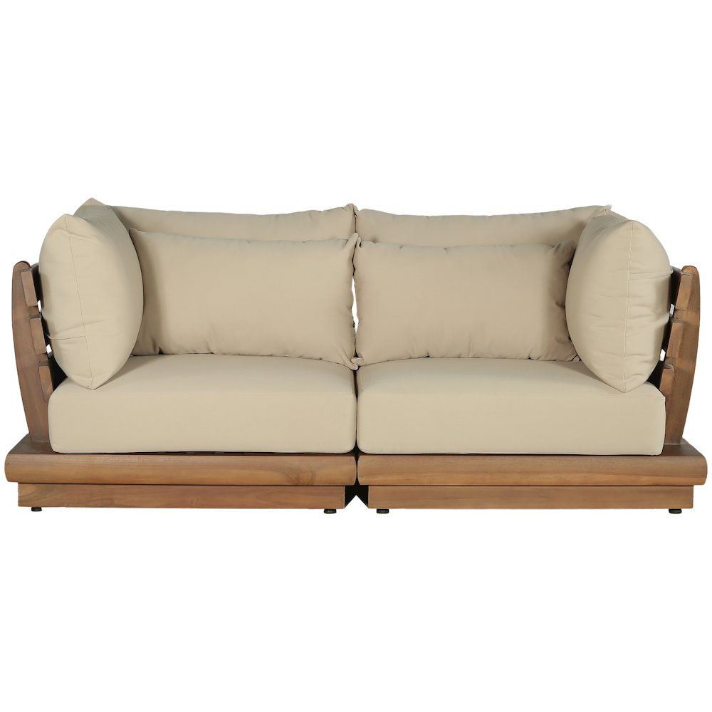 Mirella 76" Tan Water Resistant Fabric 2pc Patio Loveseat